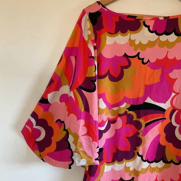 Trina Turk Fan Faire Multicolor Pink Boatneck Tunic Swim Cover Up Dress L $152 - Picture 7 of 11